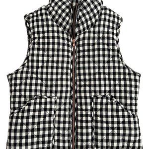 Women's Peach Love California  Black & White Gingham-Checkered Puffer Vest. Med